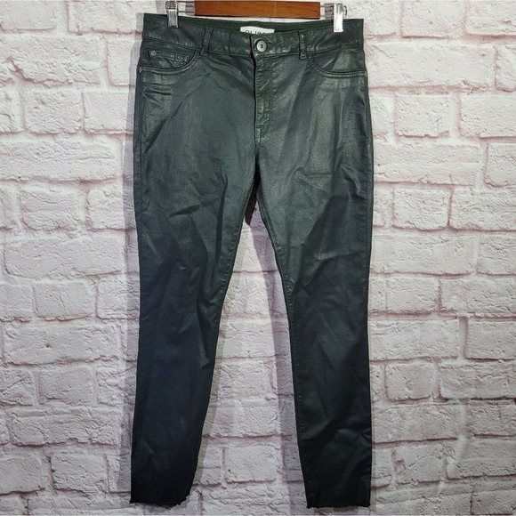 DL1961 Margaux Thicket Green High Rise Raw Hem Instasculpt Ankle Skinny Jeans - Picture 1 of 14